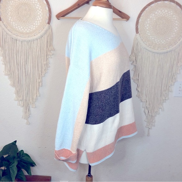 Soft surroundings chenille color block v neck sweater - Picture 2 of 5